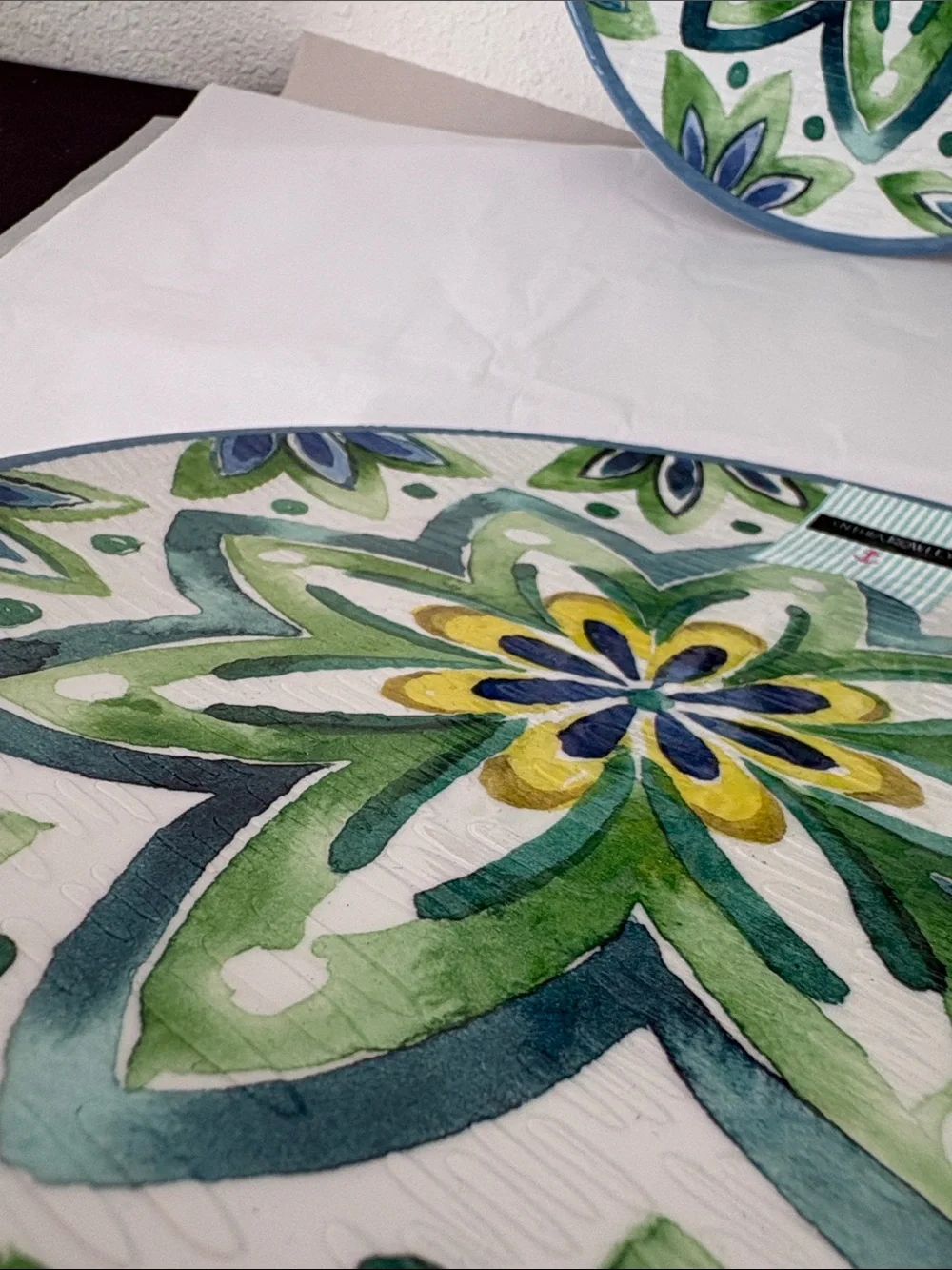 Cynthia Rowley Blue, Green & Yellow Floral plates
